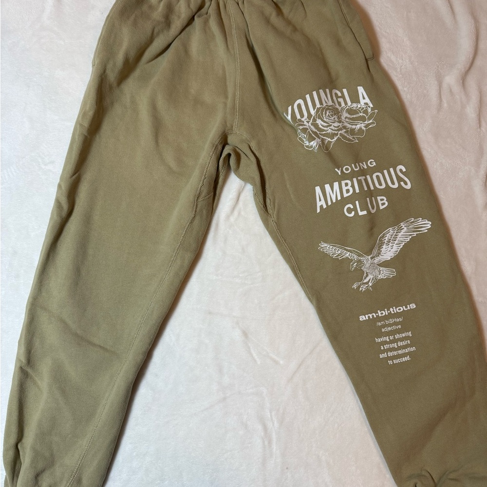 YoungLA Men's Khaki Joggers with Graphic Print